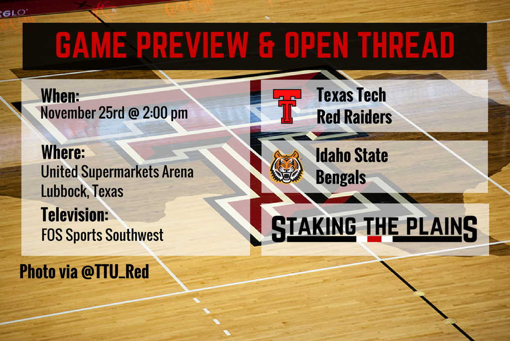 Preview and Game Thread: Idaho State Bengals vs. Texas Tech Red Raiders