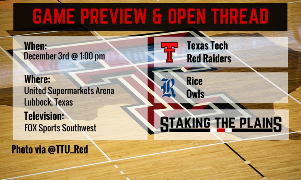 Game Preview and Open Thread: Rice Owls vs. Texas Tech Red Raiders