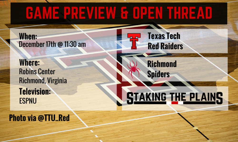 Game Preview and Open Thread: Texas Tech vs. Richmond