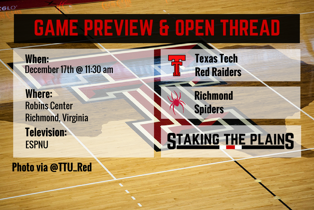 Game Preview and Open Thread: Texas Tech vs. Richmond
