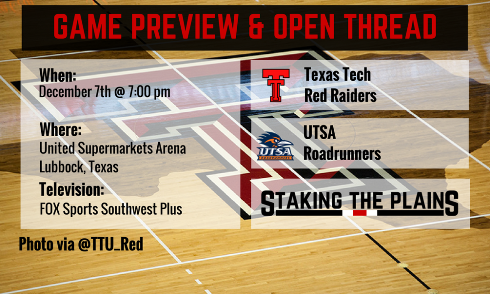 Game Preview and Open Thread: UTSA vs. Texas Tech