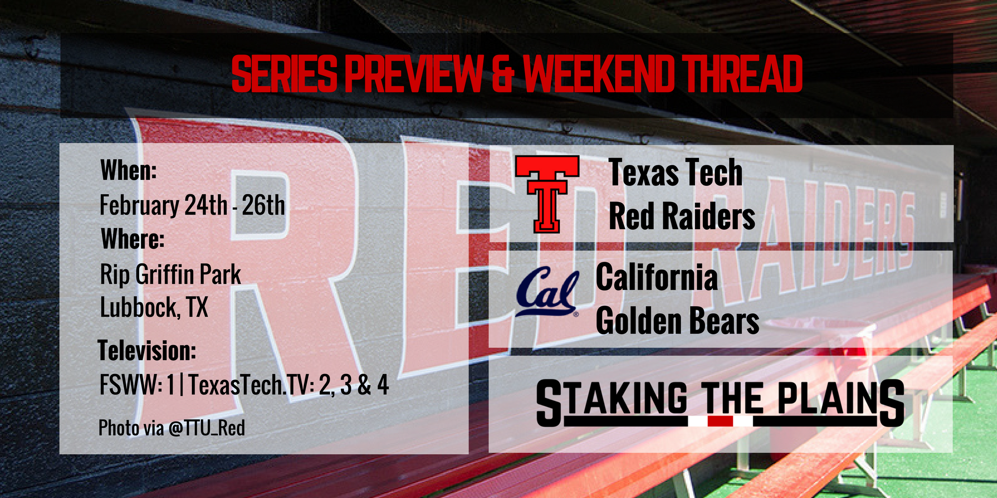 Series Preview and Weekend Thread: California vs. Texas Tech