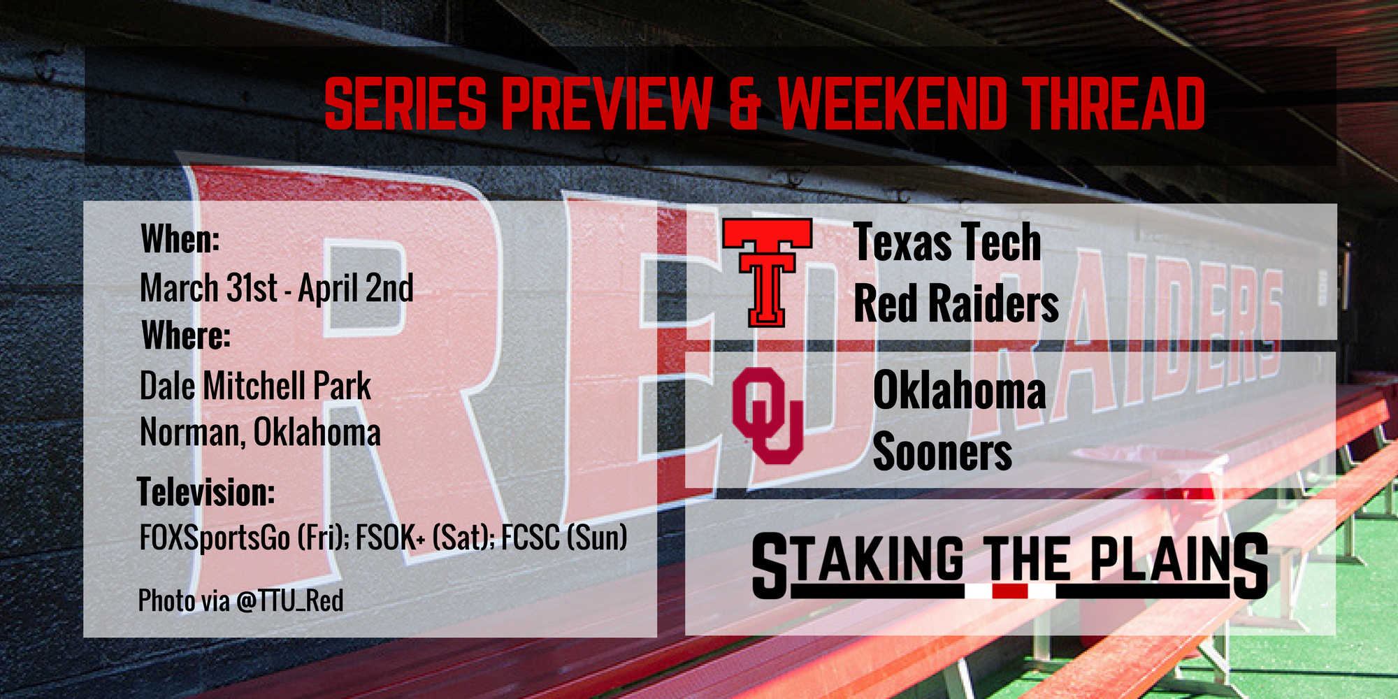 Series Preview and Weekend Thread: Texas Tech vs. Oklahoma