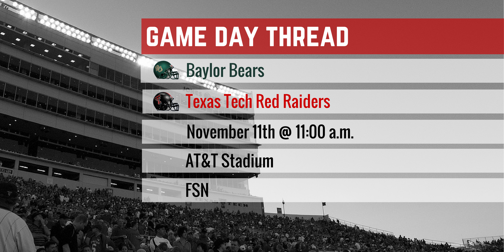Game Day Thread I: Baylor vs. Texas Tech